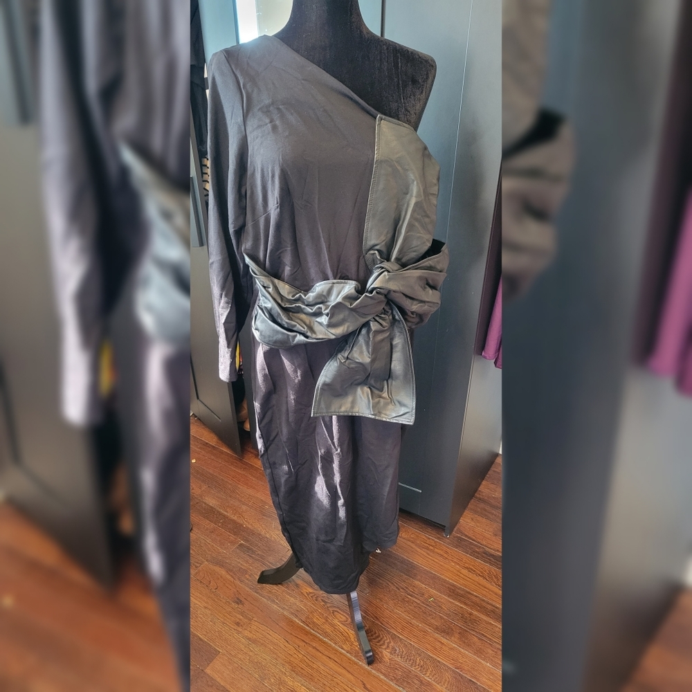 Black Dress with pleather bow